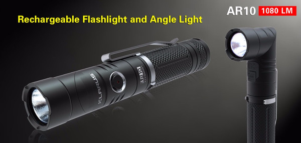 KLARUS AR10 CREE XP-L HI V3 LED 1020 lumens Flashlight angle light adjustable head torch with battery + charger cable Rechargeable Torchligh