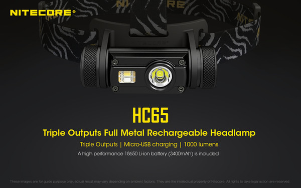 HC65 + 18650 Rechargeable Battery Headlamp U2 1000 Lumes 3x LEDs Headlight Waterproof Camping Travel Hiking cycling