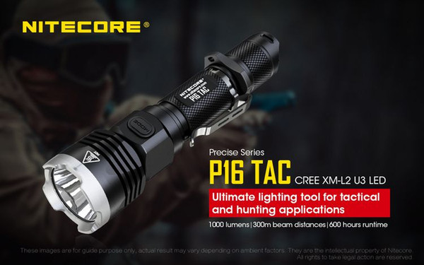 P16TAC 1000Lm CREE XM-L2 U3 LED Tactical Flashlight Without 18650 Battery Hunting Search Waterproof Portable Torch Light