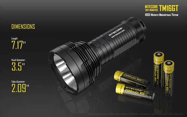 TM16GT 3600 LM LED Flashlight 4 x CREE XP-L HI V3 LEDS Tiny Monster IPX-8 Meters1003 Beam Distence Tatical Torchlight