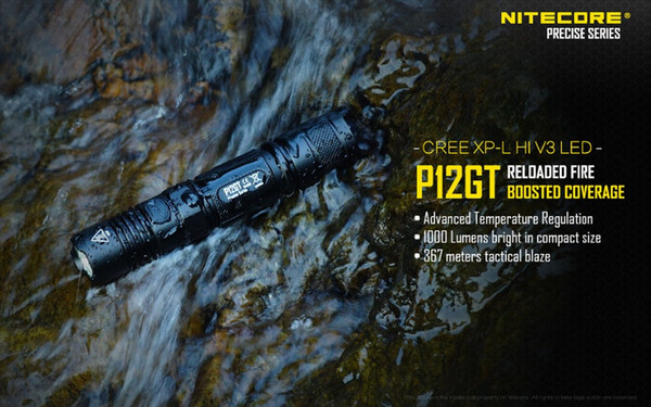 P12GT Flashlight with Nitecore Nl186 2600mah 18650 battery 7 modes CREE XP-L HI V3 LED 1000 lumens 320m beam distance Torch Light