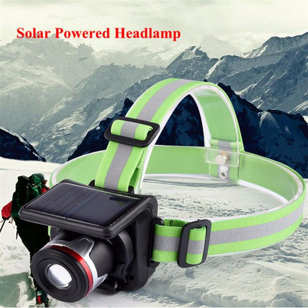 Solar Powered 5W XPE LED Headlamp Headlight Outdoor Waterproof Sport Zoomable Flashlight Head Light Lamp for Camping Hiking