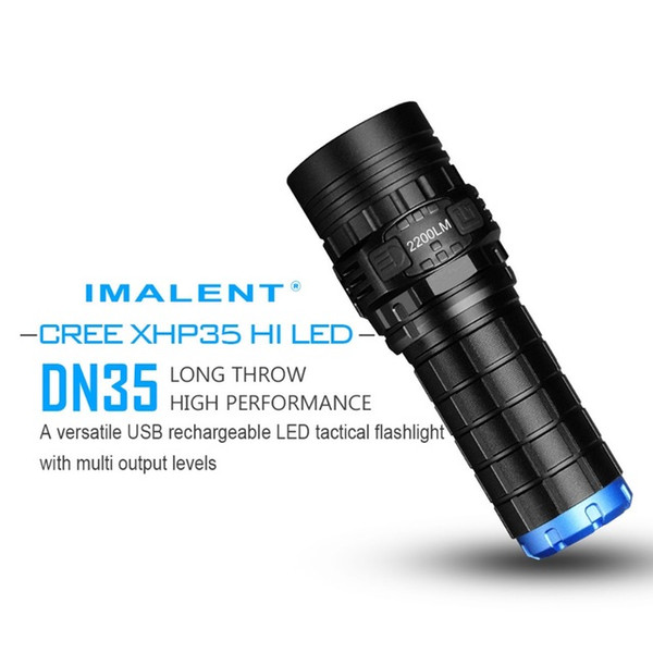 IMALENT DN35 USB Rechargeable CREE XHP70 2200 Lumens LED Flashlight Self Defense with IPX-8 waterproof by 26650 Battery Torchlight