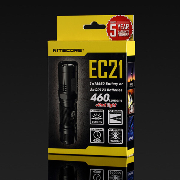 NITECORE EC21 Whithe+ Red CREE XP-G2 R5 LED Flashlight Aluminum Alloy Waterproof Torch Without 18650 Battery Torch light