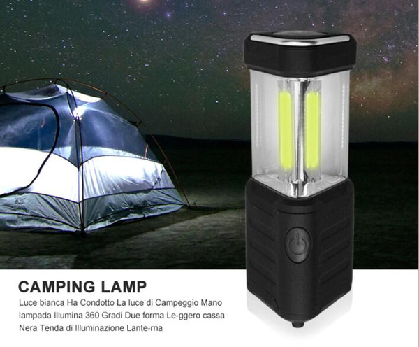 Portable LED Camping Lantern Flashlights 18 COB LEDs Prismatic Outdoor Tent Light Hand Lamp Battery Drive Compass Waterproof