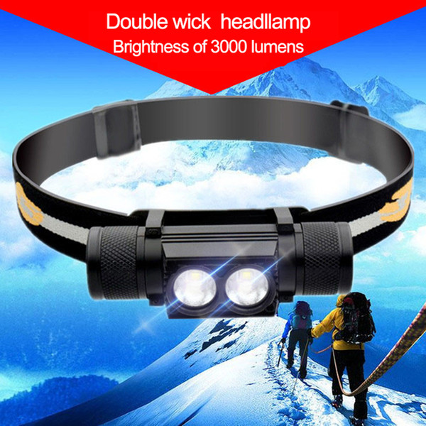 Waterproof USB LED XML L2 T6 Headlamp Bicycle Light Flashlight Led Bike Light with 18650 Rechargeable Battery+USB Cable