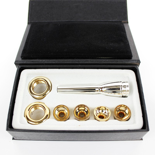 New Bb Trumpet Mouthpiece High Quality 6 PCS / LOT 2C 3C 2B 3B A Multi-Purpose T Adapter Professional Bb Trumpet Gold Lacquer Nozzle