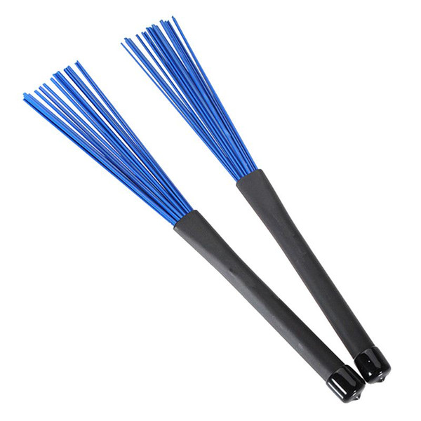 5 PCS of (1 Pair Retractable Black Handles Jazz Drum Brushes Sticks Blue Nylon 32cm)