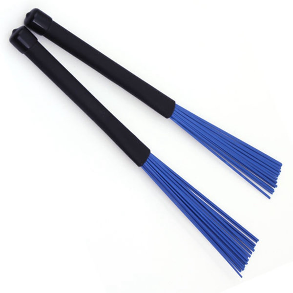 Generic 1 Pair Jazz Drum Brushes Retractable Drum Sticks 32cm black/blue