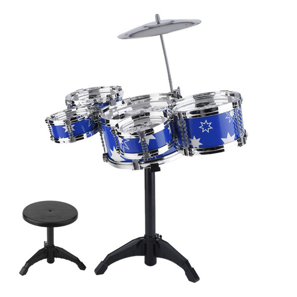 Plug Size Lightweight Mini Children Kids Practicing Drum Instrument Portable ABS Stainless Steel Drum Set With Chair