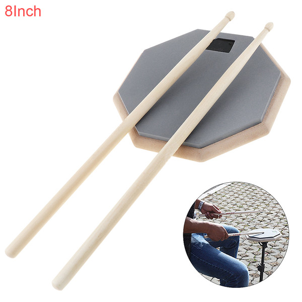 Portable 8 Inch Rubber Wooden Dumb Drum Practice Training Drum Pad Music Instruments with Drum Sticks