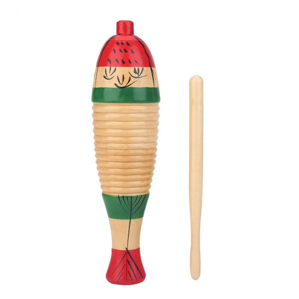 Wooden Guiro Colorful Percussion Guiro with Mallet Musical Percussion Instrument for Children Kids Toy free shipping