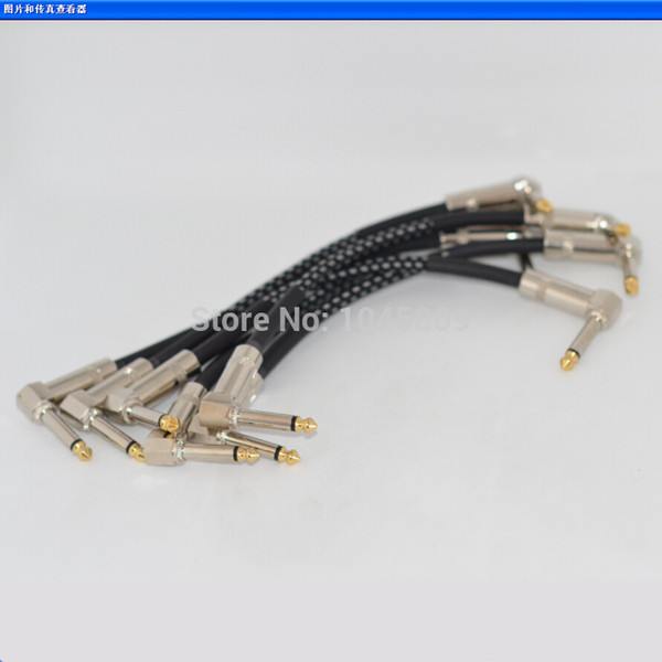 6 Pcs 21cm Metal 1/4 Right Angle Electric Guitar Effect Pedal Patch Cord Cables High Quality handmade Free Shipping