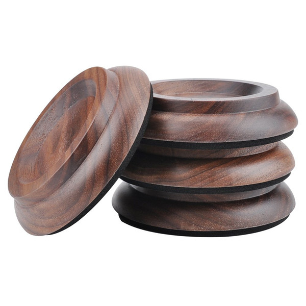 Set of 4 Upright Piano Caster Cups Black walnut Wood Feet Pad Timber Floor Carpet Protector Slip Resistant Deep Brown