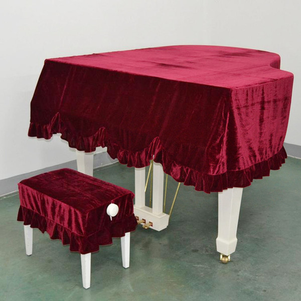 High Quality Grand Piano Pleuche Bordered Dust Protective Cover Cloth- 150Size - Red