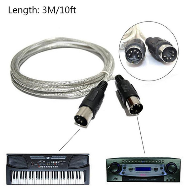 3M/10ft MIDI Extension Cable Male To Male 5 Pin Plug Connector Synthesizer For Interconnection Of MIDI Compatible Instruments