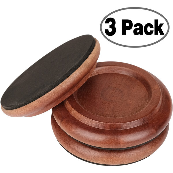 Grand Piano Caster Cups, Solid Sapeliwood Piano Caster with Non-Slip & Anti-Noise Foam Floor Protectors for Hardwood Floor, Set of 3