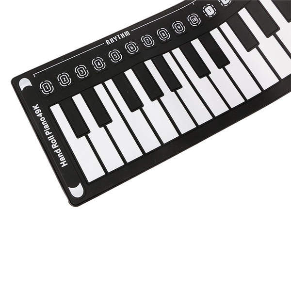 New 49 Keypad Black Beginner Practice Player Musical Instrument ABS+silica gel Soft Portable Folding Piano Gift Kids's Toy-MUS