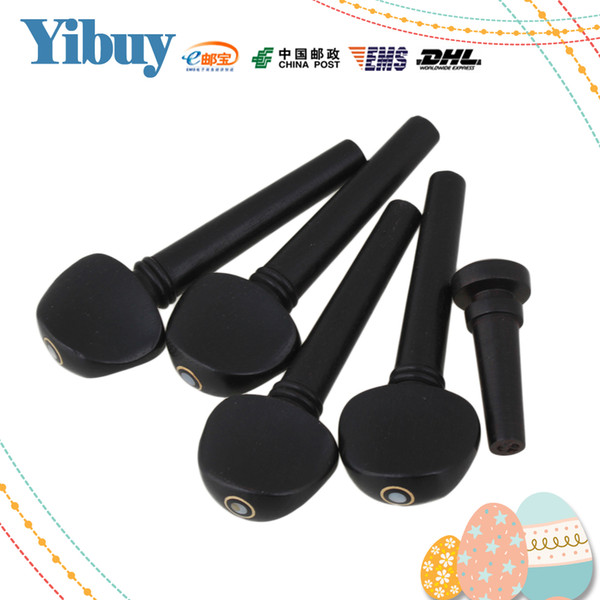 Wholesale- Yibuy Top Model ebony wood 4/4 violin Tuning Pegs,Endpin Set