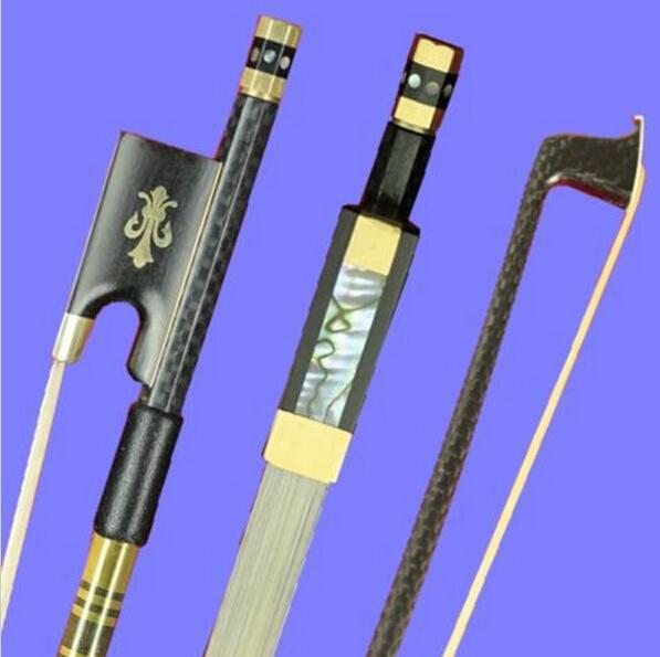 Wholesale- PRO New light carbon fiber 4/4 violin bow nickel silver parts white horse hair