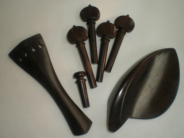 2 Sets Quality Ebony Violin Fitting Natural Color with Pegs Tail Piece Chin Rest End Pin 4/4