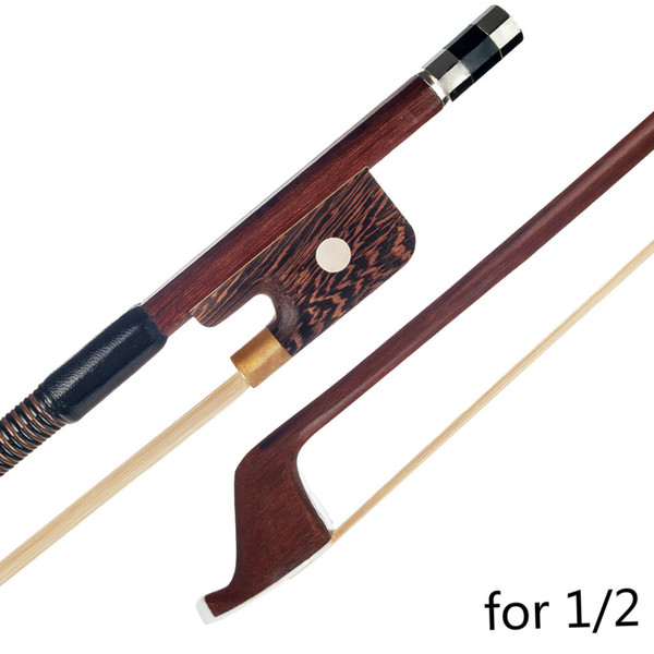 1/2 French Style Brazilwood Double Bass Bow Parisian Eyes Round Stick Quality White Horsetail