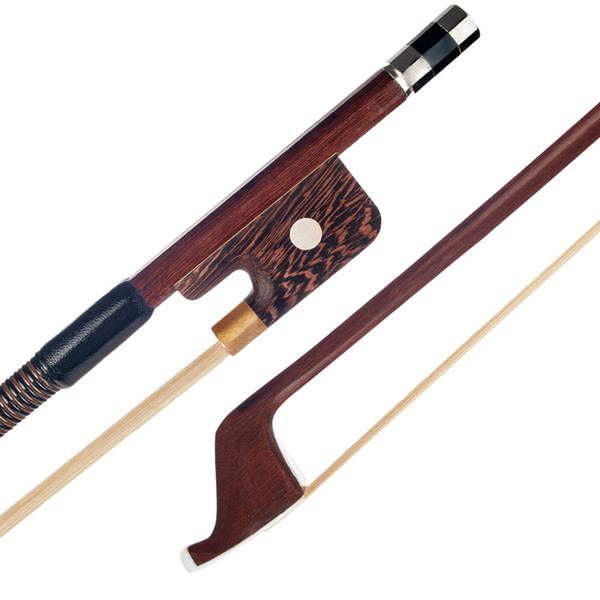 1/8 Brazilwood Double Bass Bow Parisian Eyes Round Stick White Horsetail Bass Violin Use Upright