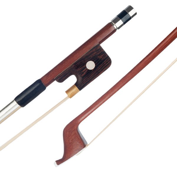 1/4 French Style Brazilwood Upright Double Bass Bow White Bass Bow Hair Parisian Eyes Round Stick