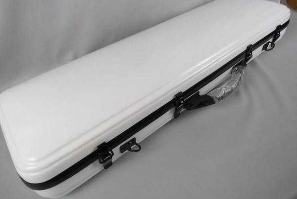 1pcs white color rectangular hard fiberglass4/4 violin case,W/bow holder