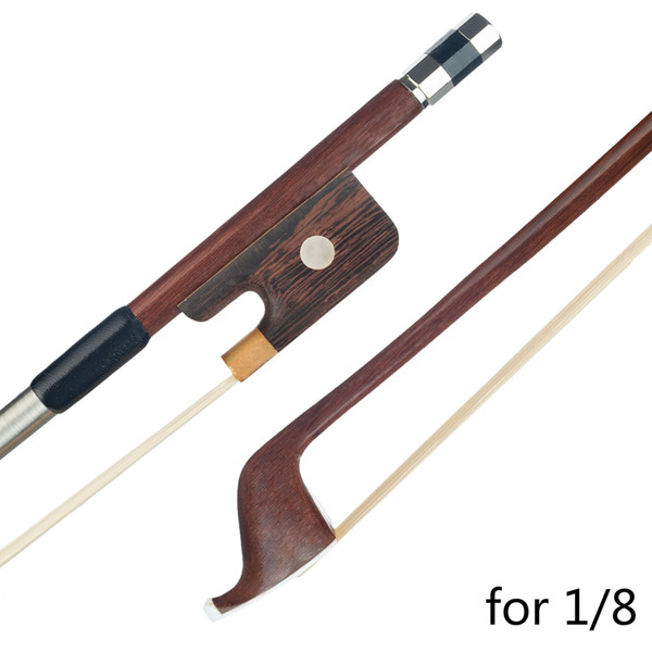 Double Bass Bow 1/8 French Style Brazilwood Parisian Eyes Round Stick High Quality White Horsetail Bass Violin Use