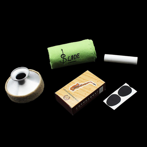 Alto Saxophone Sax bE Accessories Kit Mouthpiece Patch Bamboo Reed Cleaning Cloth Cork Grease Mute 5-in-1