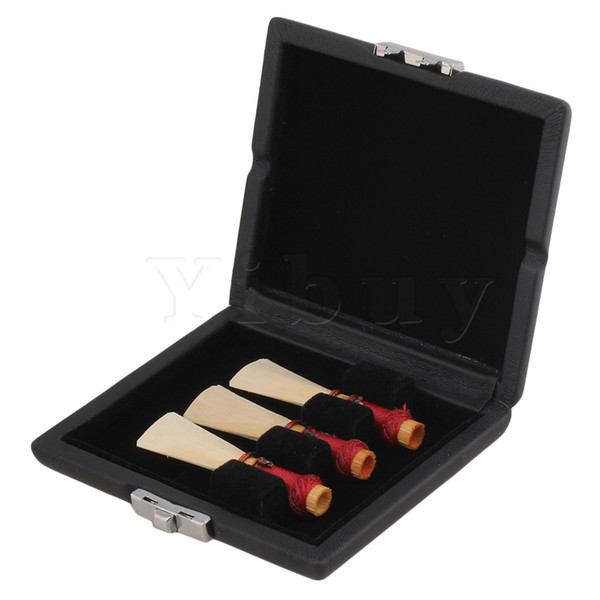 Wholesale- Yibuy 3pcs Black Bassoon Reed Box Case with Flannel Slot Hold Bassoon Reeds