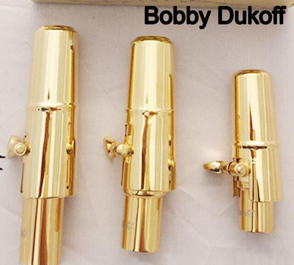 Brand New Bobby Dukoff Gold Plated Tenor Soprano Alto Saxophone Mouth Piece Sax Metal Mouthpiece + Cap + Ligature Size 56789