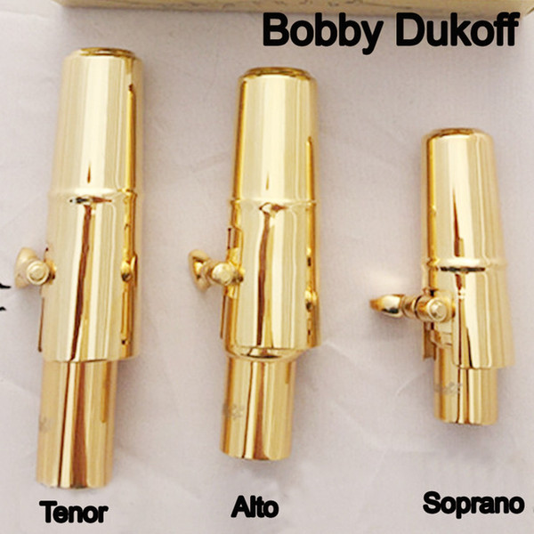 Brand New Bobby Dukoff Gold Plated Tenor Soprano Alto Saxophone Mouth Piece Sax Metal Mouthpiece + Cap + Ligature Size 56789