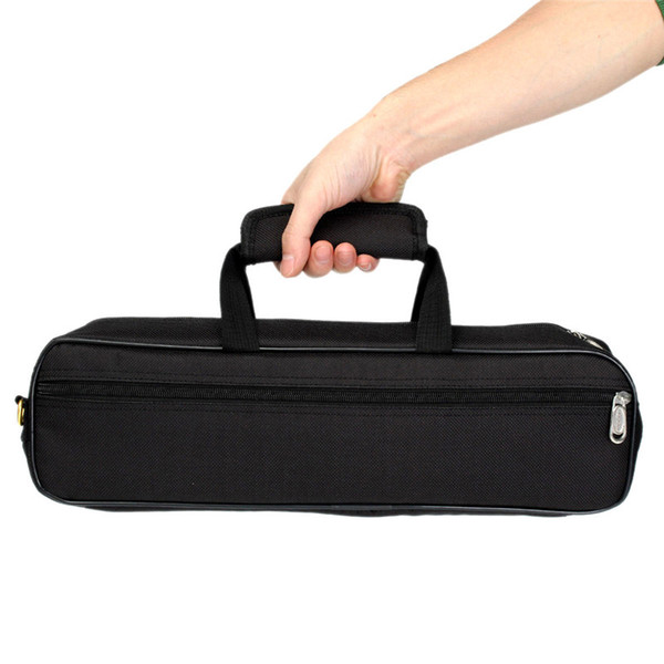 Wholesale- 1pcs 43.5 x 12 x 7.5 cm Nylon Foam Durable Black Flute Carry Bag Cover With Side Bag Shoulder Strap Flute Parts & Accessories