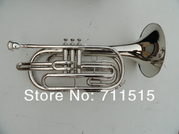 Silver Plated Marching Baritone Horn Bb Brass Music Instrument Horn With Mouthpiece & Nylon Case Free Shipping