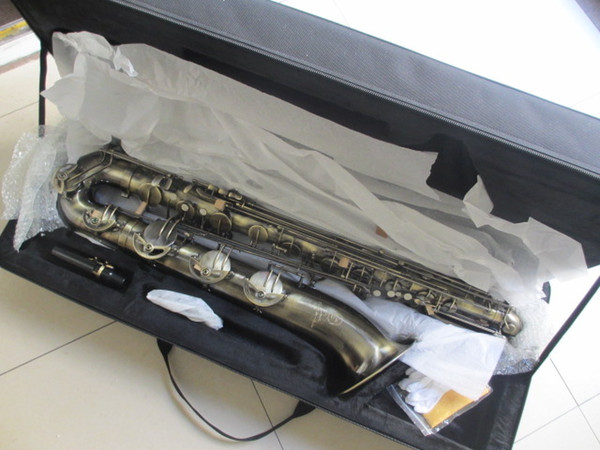 High-end bronze saxophone.baritone saxophone.Professional Mouthpiece Patches Pads Reeds Bend Neck Sax Classic Wind Instrumen Free shipping