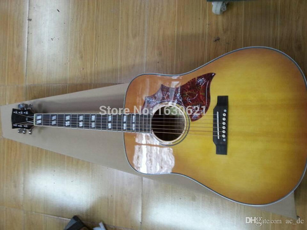 Custom Humming Desert Honey Sunburst Acoustic Electric Guitar ,Split Parallelogram Fingerboard Inlay, Red Pickguard,Fishman 101 301 Pickups