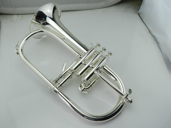 Flugelhorn silver plated B flat Bb professional trompete Bach Top musical instruments in Brass trompete horn Free shipping