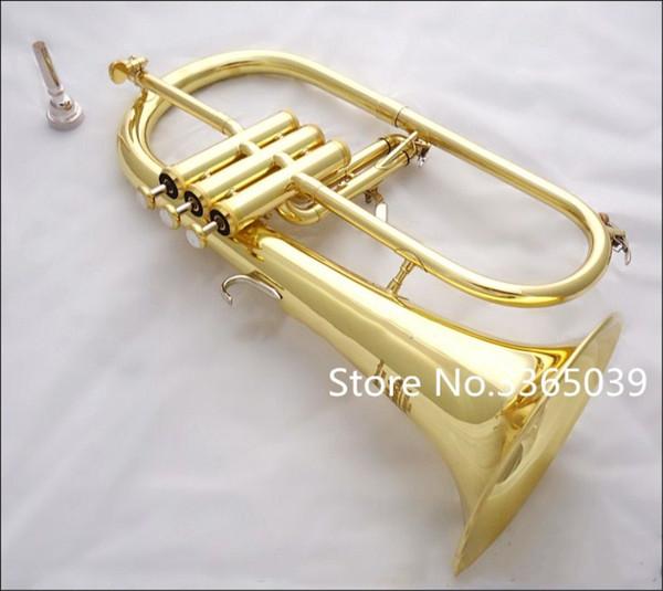 2018 Flugelhorn Instrument Bb lacquer gold golden trumpet original Flugelhorn LT180S-184 with Piston Case Professional level