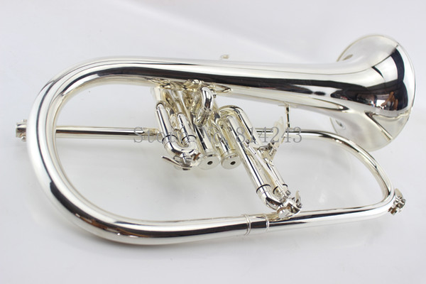 American Bach Flugelhorn Brass Silver Plated B Flat Bb Trumpet High Quality Musical Instruments Trompete Horn With Case Free Shipping