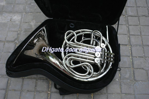 Wholesale 4 key Double French Horn Silver Lacquer F/Bb Brass body with case Free Shipping