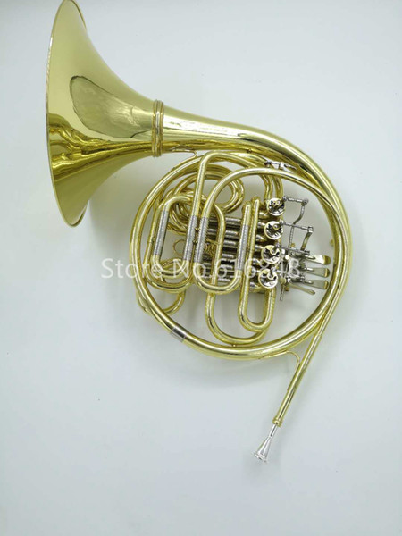 Double Row 4 Key French Horn B to F Tune Musical Instrument French Horn With Case Gold Lacquer Surface Horn Can Customize Logo