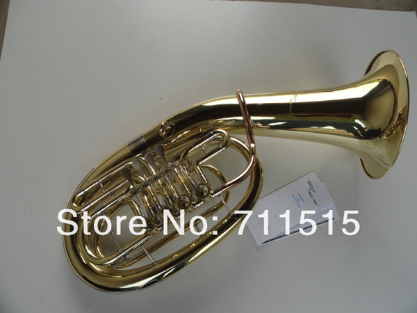 Free Shipping Sparkly 4 key Bb / F Flat Brass Gold Lacquer French Horn Professional Wind Instruments French Horn With Case