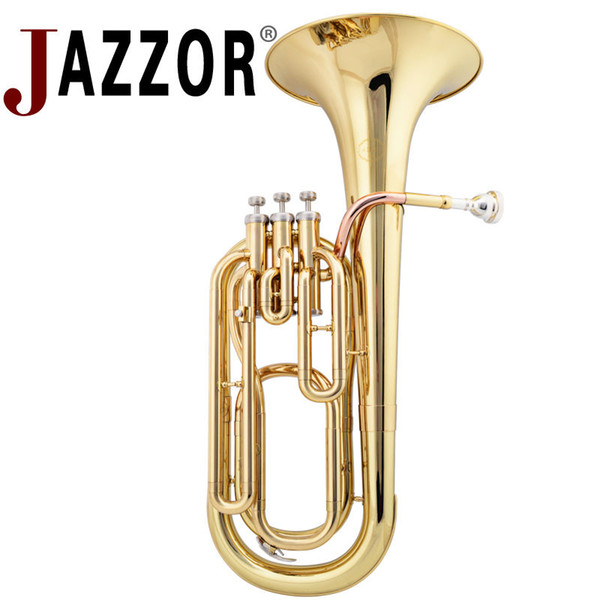 Professional baritone horn JAZZOR JZBT-300 B Flat Gold / Silver Brass Baritone brass wind instrument with mouthpiece & case