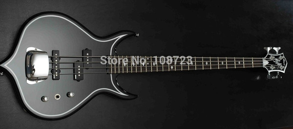 Rare Electric Guitar Gene Simmons Punisher 4 Strings Black Electric Bass Guitar Mahogany Body Maple Neck Rosewood Fingerboard