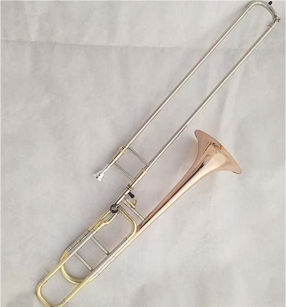 New High Quality Musical Instrument Phosphor & Copper Tube B/F Tone Tenor Trombone Gold Lacquer Customizable Trombone With Case