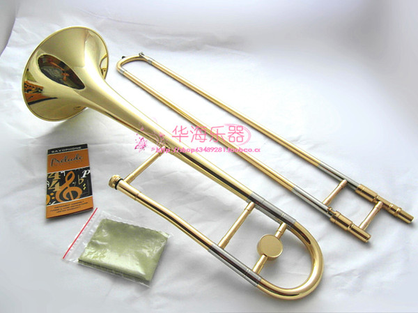 High Quality Tenor Bb Tune Trombone B Flat Brass Gold-plated Professional Performance Musical Instruments With Case Free Shipping