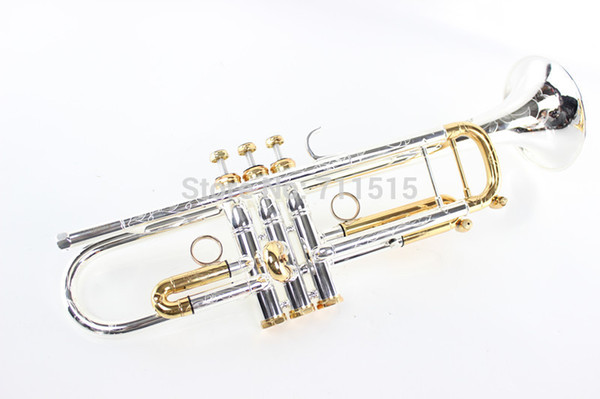 LT180S - 72 Trumpet B Flat Durable Brass Bb Trumpet Exquisite Carved With Silver Plated Mouthpiece With Gloves Box Adjustable Strap Trompeta