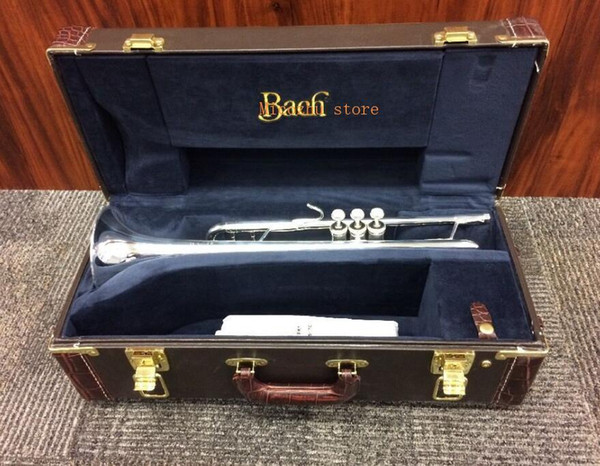 Professional Level Bach Silver Plated Trumpet 37 Trumpet with Blue Case Bb Tone Musical Instruments